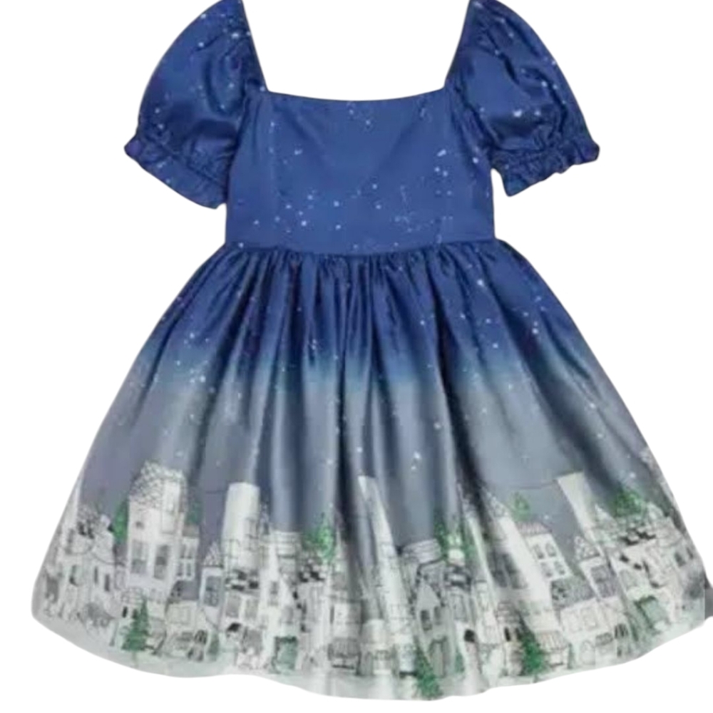 Pippa and Julie  Blue Ombré Holiday Dress 2 Layer Ruffle Crinoline..Size 5